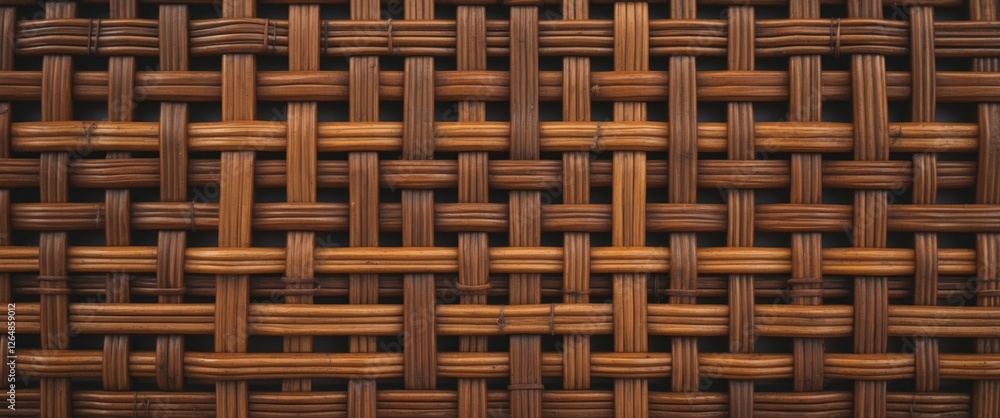 Poster woven texture background of natural brown bamboo material with intricate patterns and details suitab