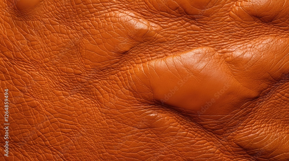 Poster textured close-up of orange leather surface with natural creases and patterns suitable for backgroun