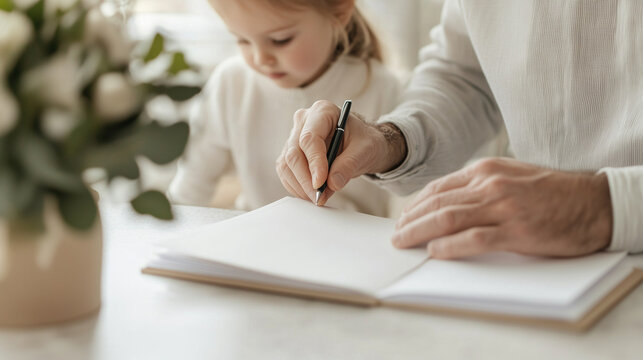 A family creating a scrapbook to celebrate their adoption journey