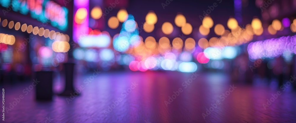 Poster blurred night cityscape with colorful decorative lights and bokeh effect for abstract backgrounds co