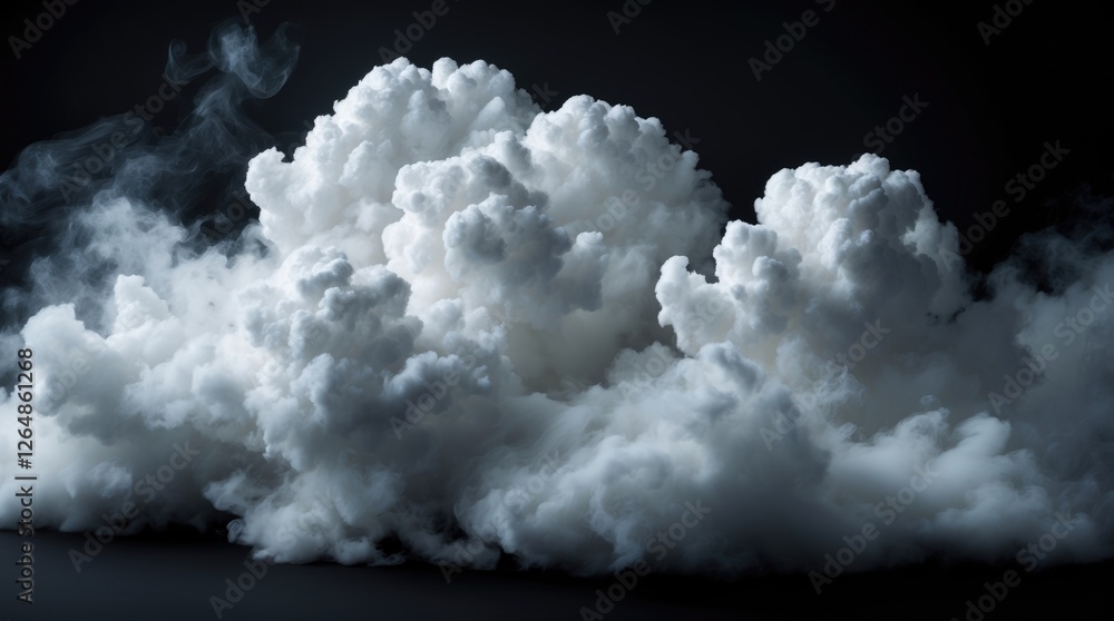 Poster fluffy white clouds on a dark background with soft shadows and highlights for atmospheric texture an