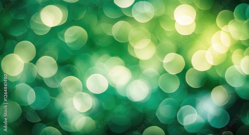 Poster abstract green bokeh background with soft circular lights and highlights suitable for various design
