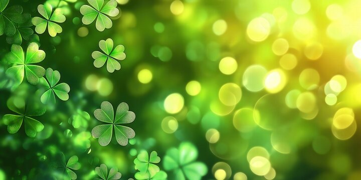 St. Patrick's Day themed background with clovers and a vibrant green ambiance