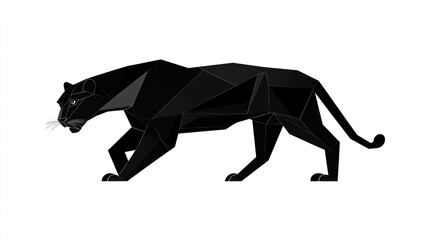 Obraz premium Geometric black panther profile, wildlife art, white background, design element