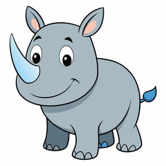 animal, cartoon, illustration, mammal, vector, rhino, hippo, wild, wildlife, rhinoceros, zoo, safari, hippopotamus, elephant, cute, nature, fun, baby, funny, drawing, happy, art, big, comic, horn
