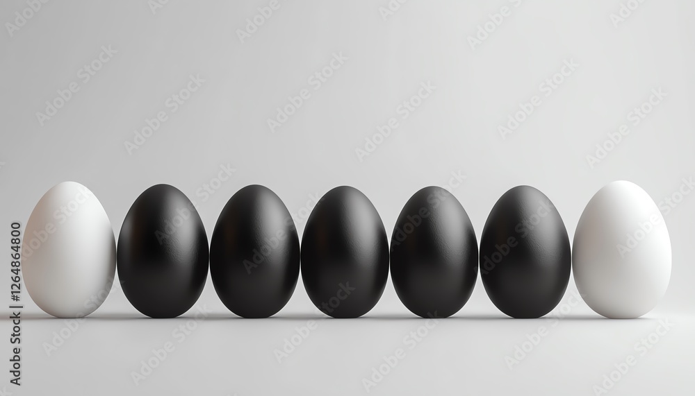 Poster black and white easter egg mockup set, 3d rendering with empty space for custom designs, highresolut