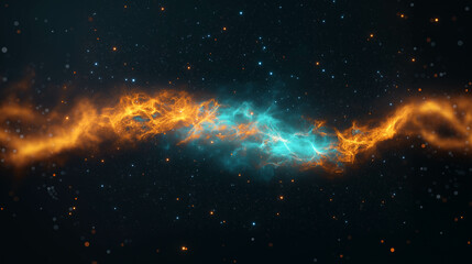 Fototapeta premium stunning cosmic nebula with vibrant orange and blue colors swirling in space, creating mesmerizing visual effect