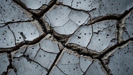 Obraz premium Cracked dry earth surface with visible fissures and texture patterns suitable for background use or environmental themes Copy Space