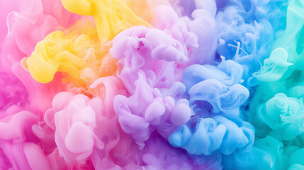 Fototapeta premium Whimsical pastel colored ink splashes create dreamy, vibrant background