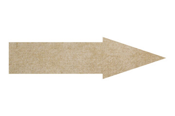 Arrow with texture of parchment paper isolated on white