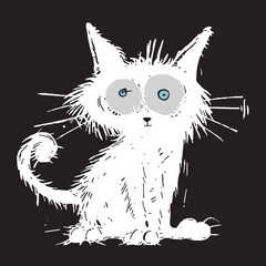 White Fried Kitten Cat semi color Hair Decorative Room funny actions beautiful vector artwork vinyl laser cut vector poster acrylic t-shirt poster interior editable Wall Sticker decor mug poster desig