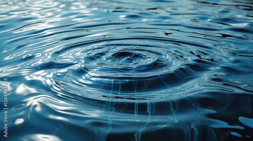 Poster rippling water surface with concentric circles and reflections creating a serene aquatic scene copy 