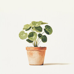 Fototapeta premium green plant in a pot, teracotta pot