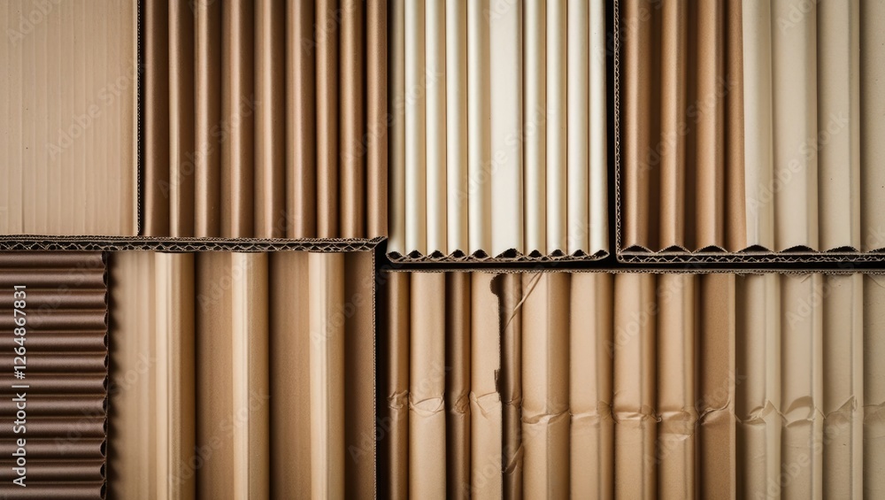 Poster textured cardboard sheets in various shades of brown and beige arranged in a grid pattern with copy 