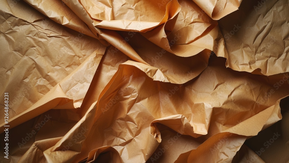 Poster textured crumpled kraft paper background in warm tones suitable for various design applications copy