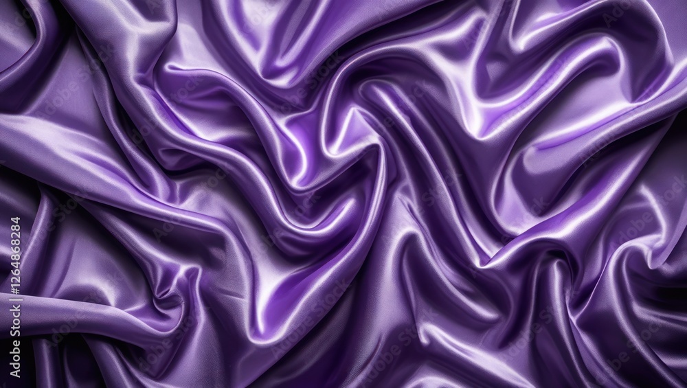 Poster purple satin fabric draped in folds with glossy texture detailed background for textiles and design 