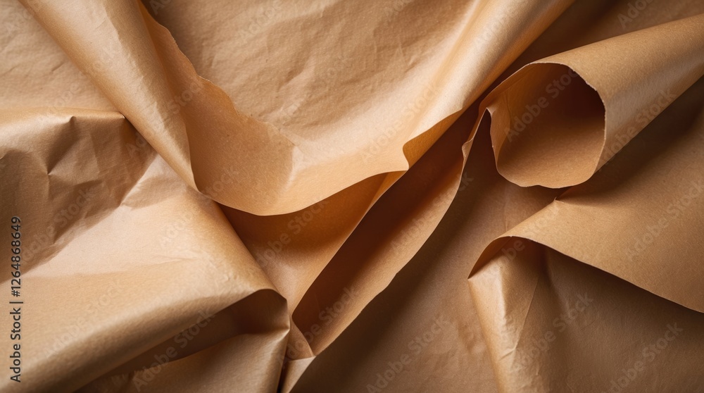 Poster brown crumpled paper texture with folds and creases suitable for background design copy space