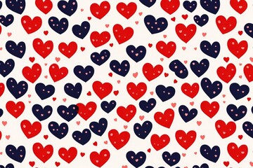 Red and Blue Hearts Pattern. Decorative background for love, romance, and greeting