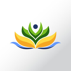 Flower people logo design vector