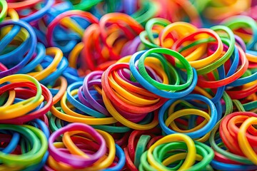 Colorful Rubber Bands Tilt-Shift Photography, Vibrant, Miniature, Abstract