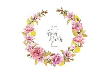 cherry blossom wreath background design sample