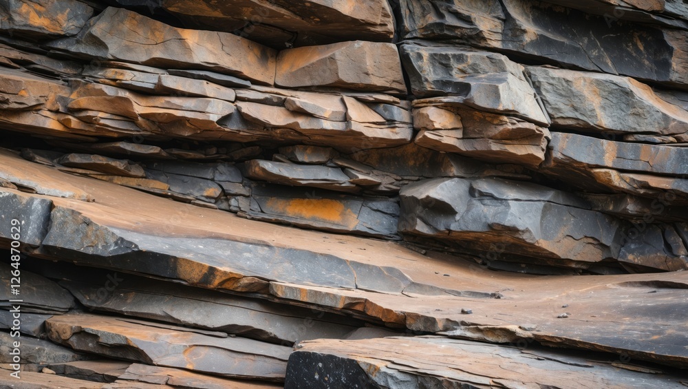 Aufkleber textured rock formation with various layers of sedimentary stones in earthy tones and patterns copy 