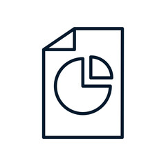 File, pie chart. Concept strategy, marketing, planning. vector linear icon isolated on white background.