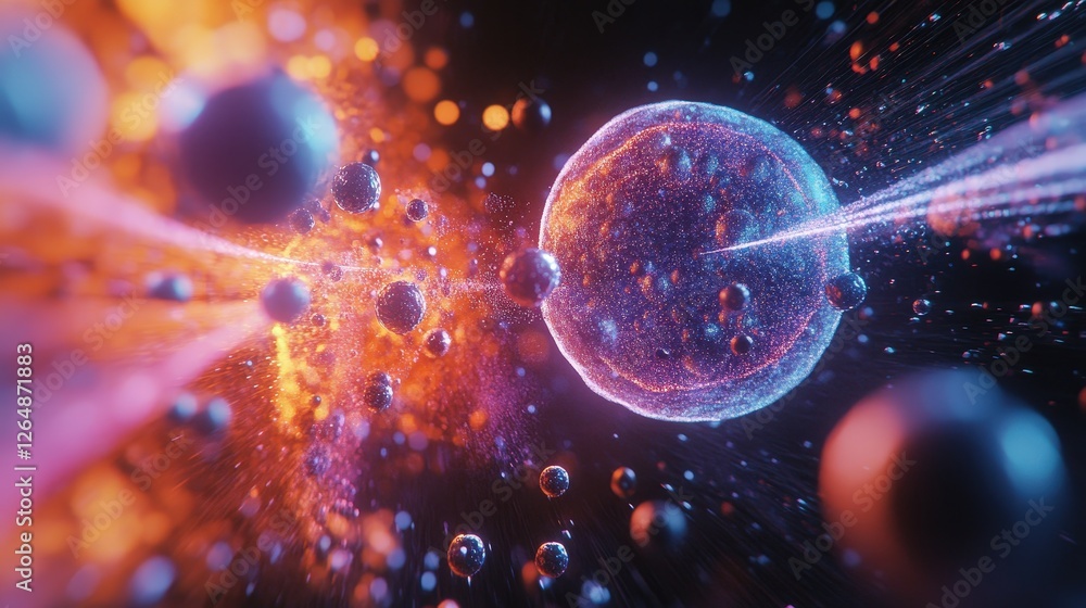 Poster proton collisions generating subatomic particles in a collider