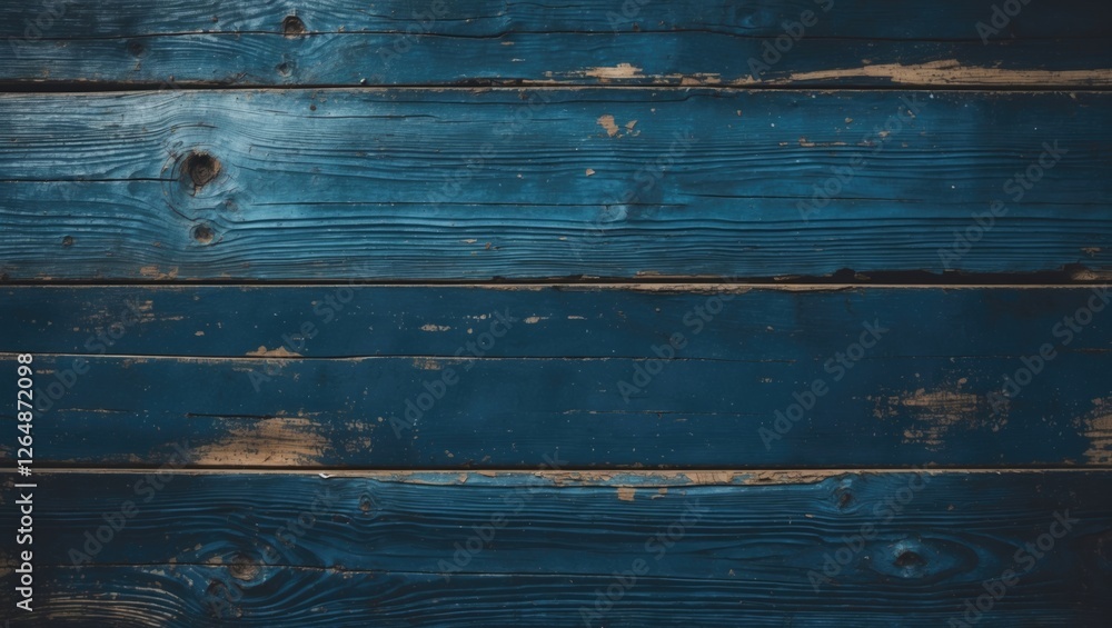 Poster blue weathered wooden texture background with visible knots and imperfections suitable for various d