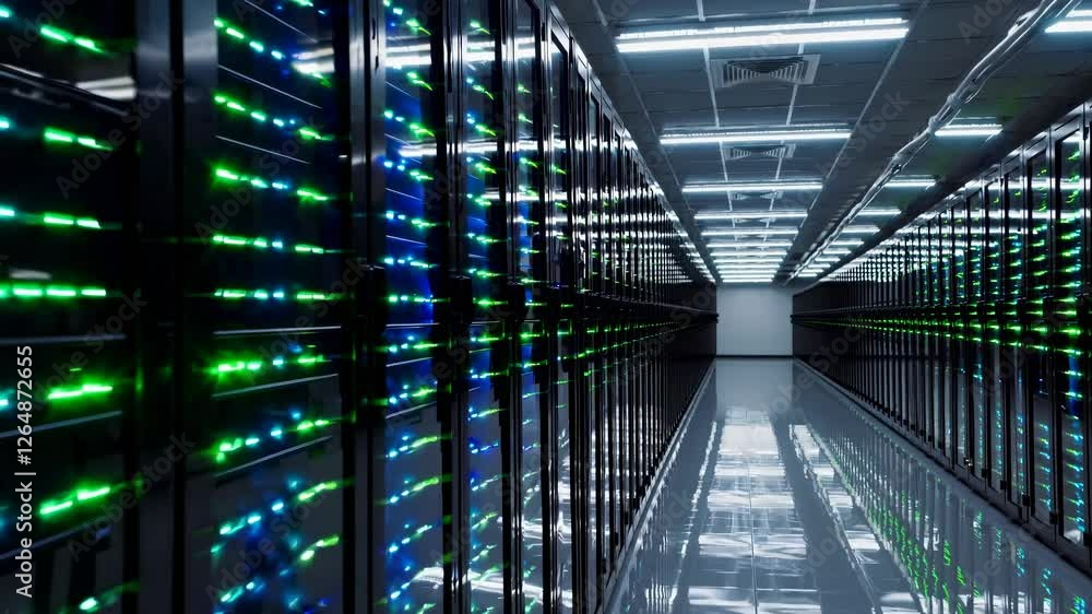 Leinwandbilder exploring a modern data center filled with advanced server technology and vibrant led lights