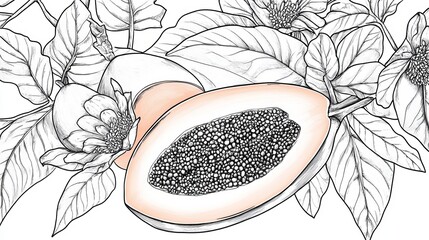 Fototapeta premium Papaya Fresh Fruit coloring book