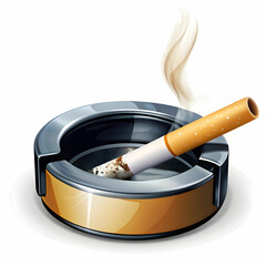 cigarette and ashtray on white background