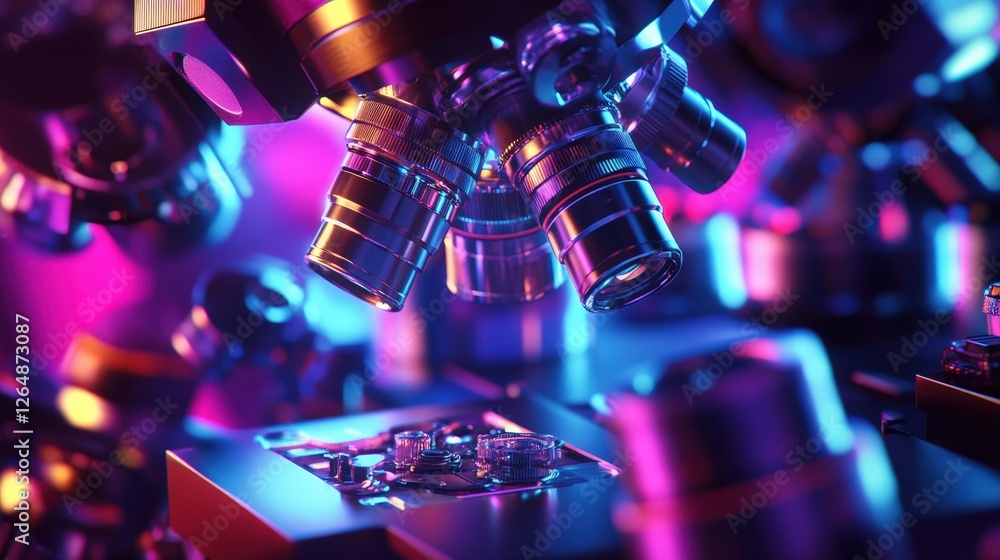 Poster a high-tech lab setting where electrons are used in scanning electron microscopy for detailed imagin