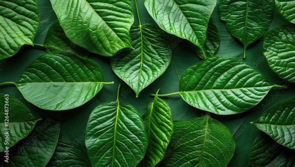 Poster green leaves background with various textures and shapes suitable for natural design concepts. copy 