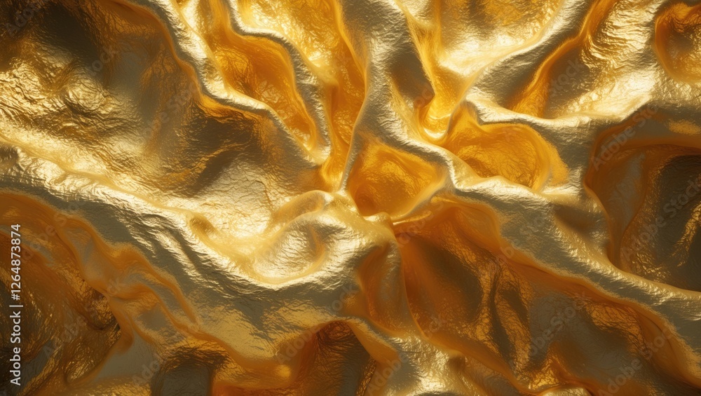 Poster golden textured fabric with ripples and highlights suitable for backgrounds and design elements copy