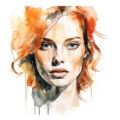 watercolor: abstract woman portrait isolated on white or transparent png