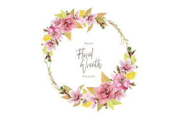 cherry blossom wreath background design sample