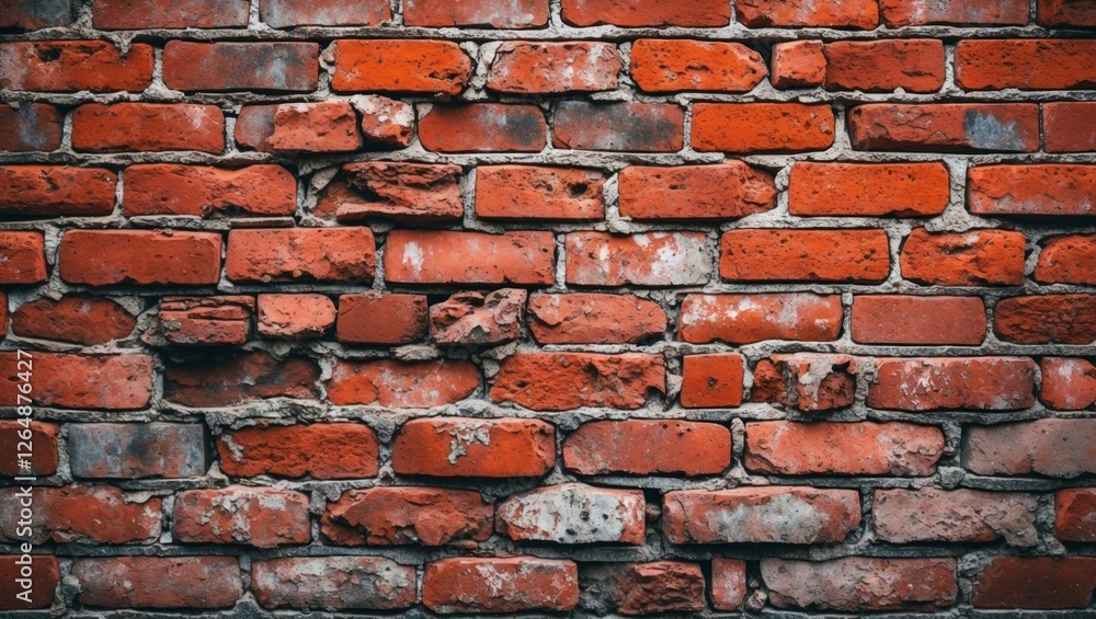 Aufkleber textured red brick wall with variations in brick size and color providing a rustic and weathered app