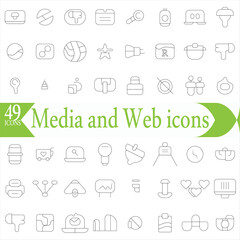 Fototapeta premium Set of Media and Web icons in line style. Data analytics, Digital marketing, Management, Message, Phone. Vector illustration