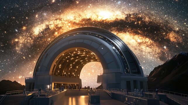 scientists at a large telescope facility studying the behavior of distant black holes, analyzing their gravitational effects and the light they emit