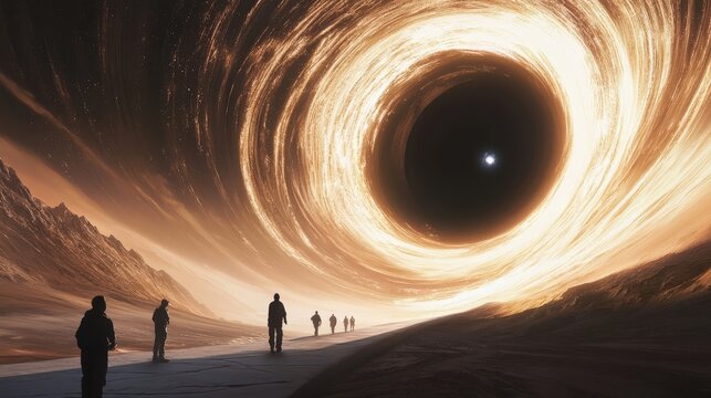 scientists at a large telescope facility studying the behavior of distant black holes, analyzing their gravitational effects and the light they emit