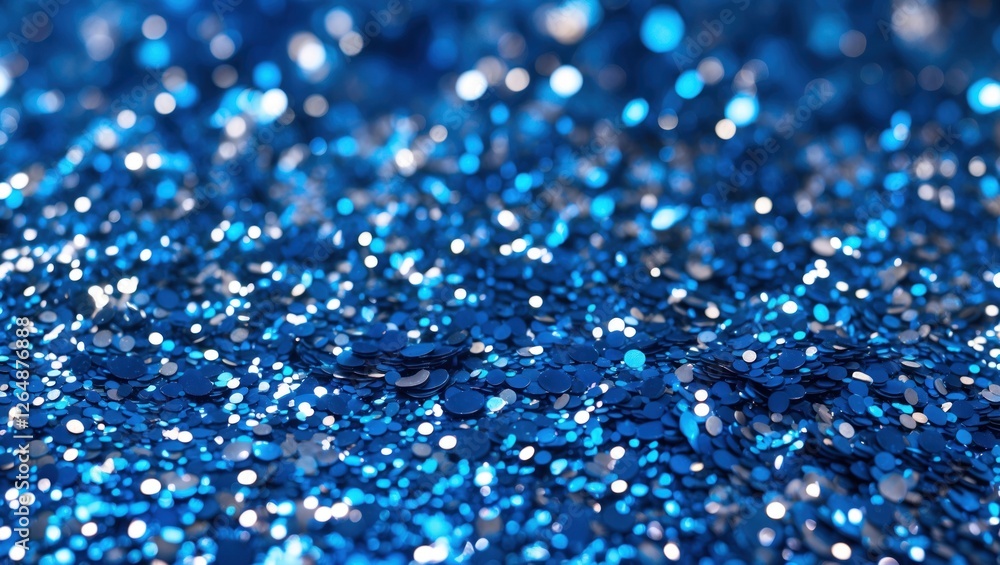 Poster blue glitter texture background with sparkling sequins and bokeh effects ideal for festive or decora