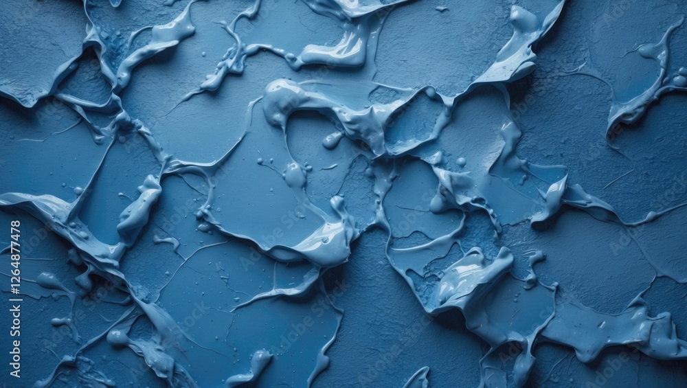 Poster textured blue paint background with thick applications and abstract patterns, ideal for design proje