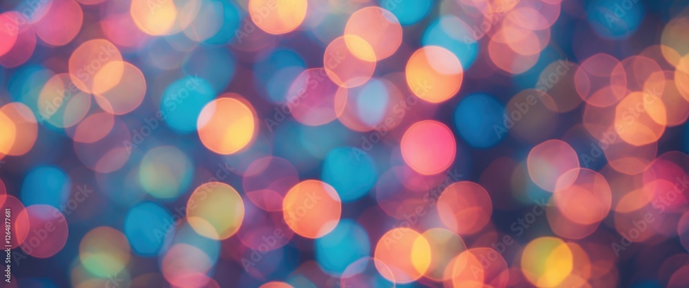 Poster abstract blurred colorful bokeh background with vibrant circles of light in various hues and shades 