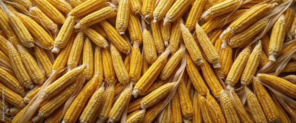 Aufkleber fresh ears of yellow corn arranged in a textured pattern on a surface with natural lighting copy spa