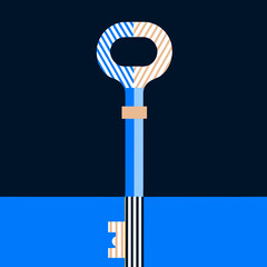 Art Deco Minimalist Key Icon - Stylish Vector Cartoon SVG for Design & Branding