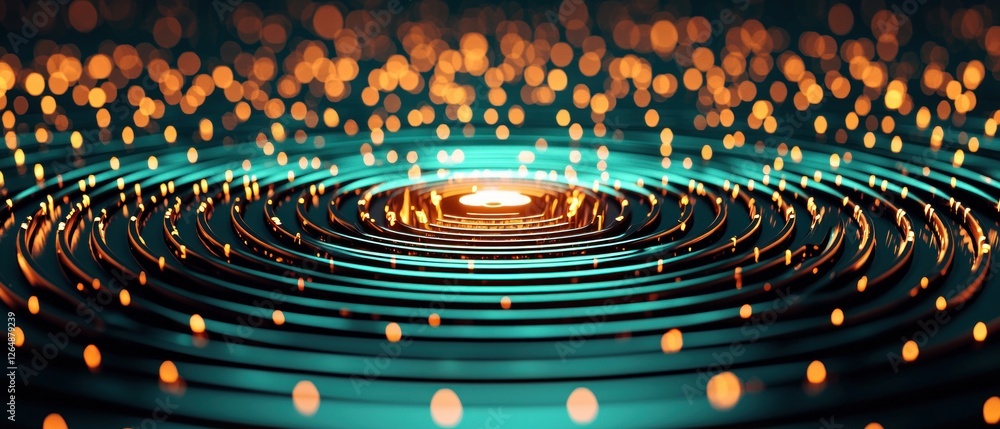 Poster Glowing Ripple Effect with Sparkling Lights on a Vibrant Background for Backgrounds and Abstract Designs