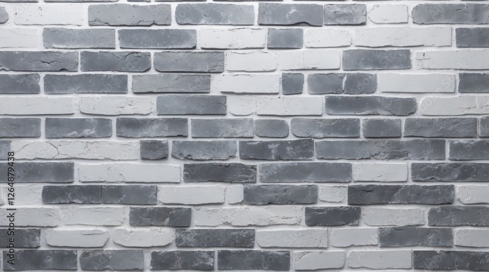Poster gray and white brick wall background with textured surface and uneven pattern suitable for interior 