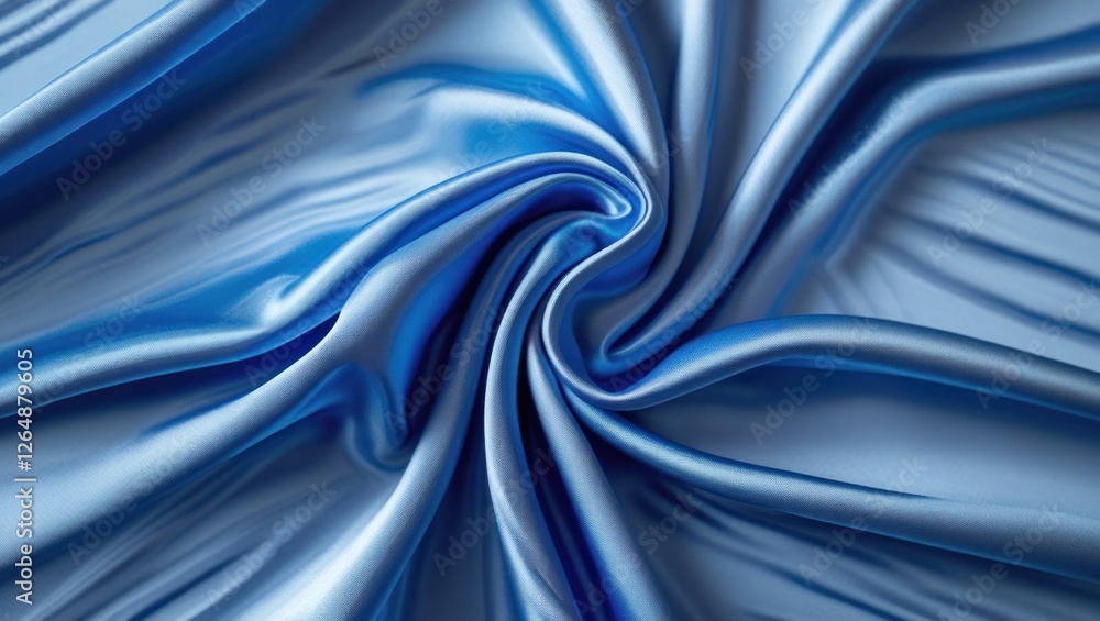 Poster blue satin fabric texture with smooth ripples and folds suitable for background use copy space