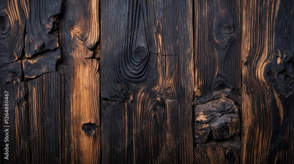 Poster dark weathered wooden texture background with natural patterns and knots suitable for design project